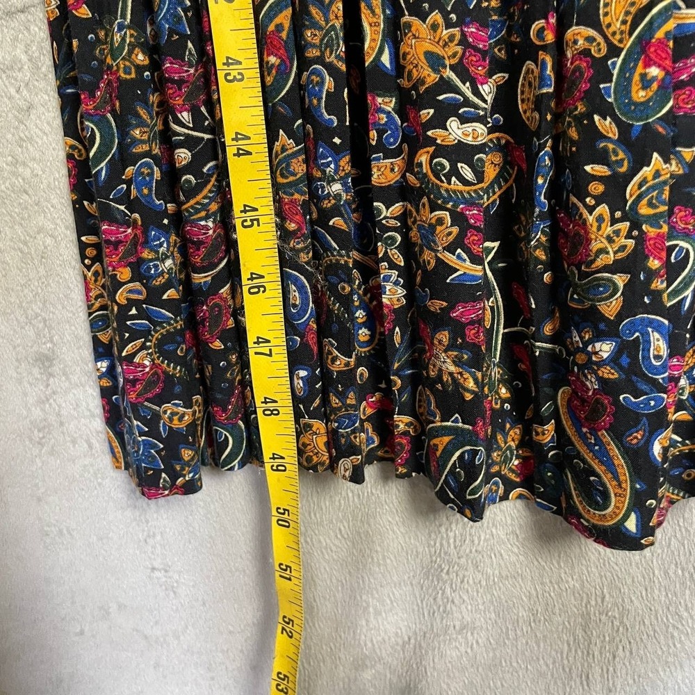 Vintage Karin Stevens Paisley Floral Jacket Dress 2 Piece Size 12 Black Maxi - Picture 8 of 12